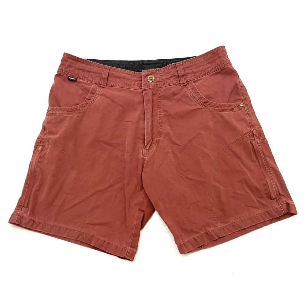 Kuhl Revolvr Shorts 33 Cayenne Red Vintage Patina Dye 7.5" Hiking Cargo Pockets